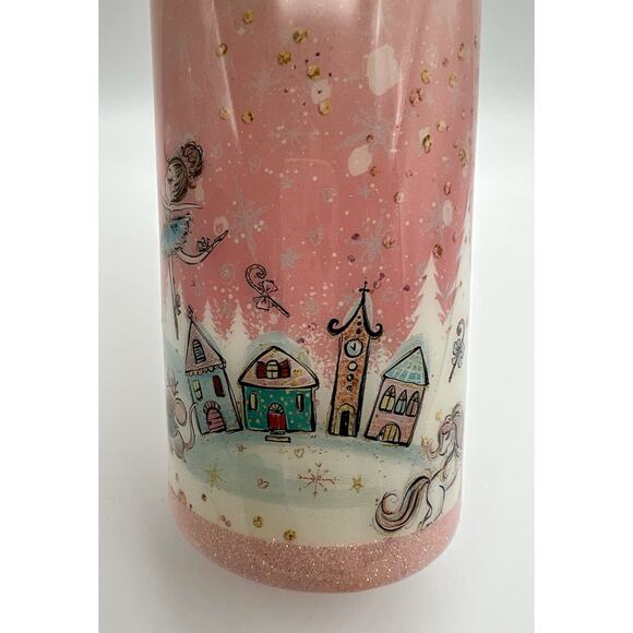 Pink Ballerina Nutcracker Ballet Christmas Themed Glitter 20oz Tumbler with Lid - Picture 3 of 13